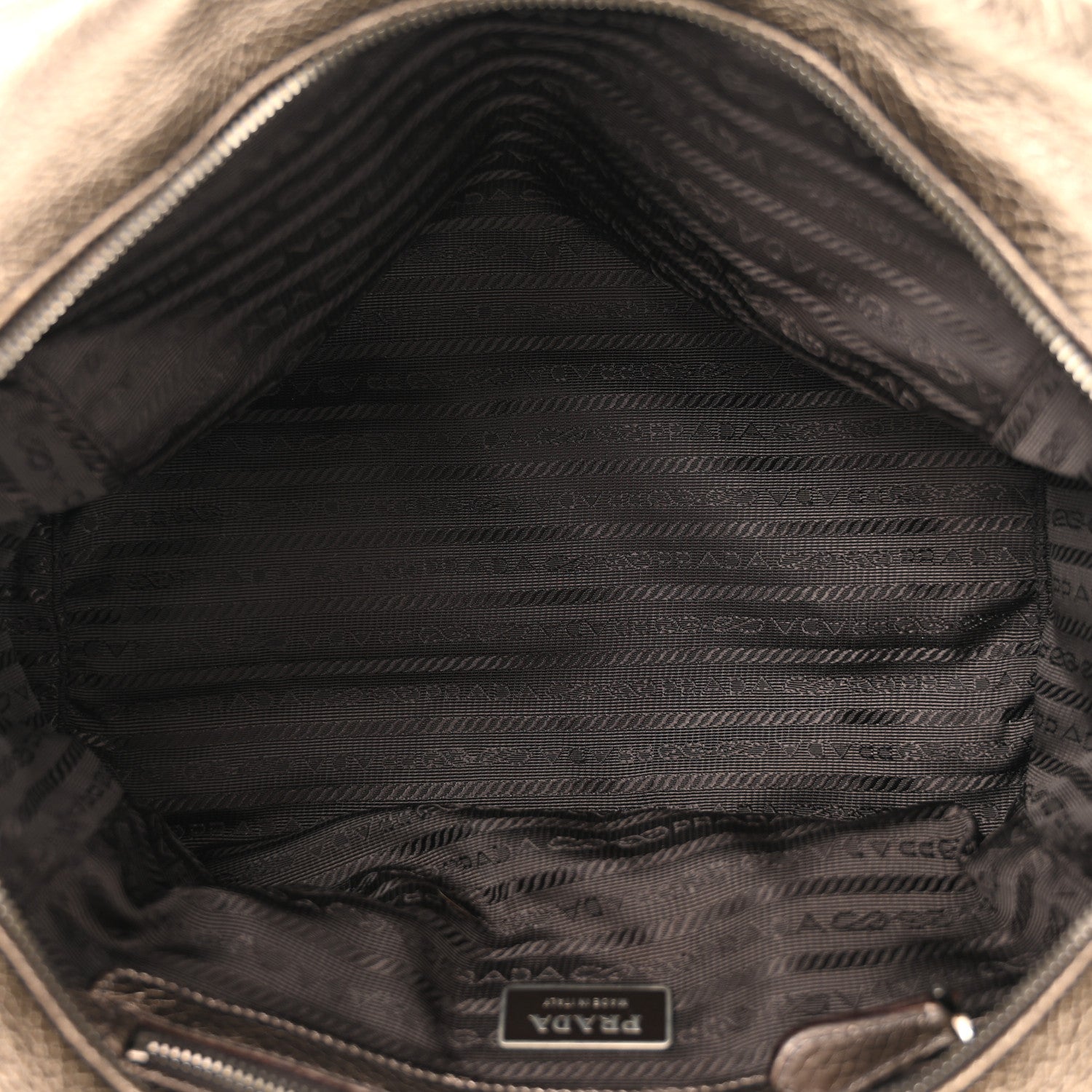 Prada Metallic Vitello Daino Braided Bowler Piombo 5 of 13
