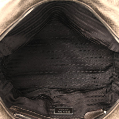 Prada Metallic Vitello Daino Braided Bowler Piombo 5 of 13