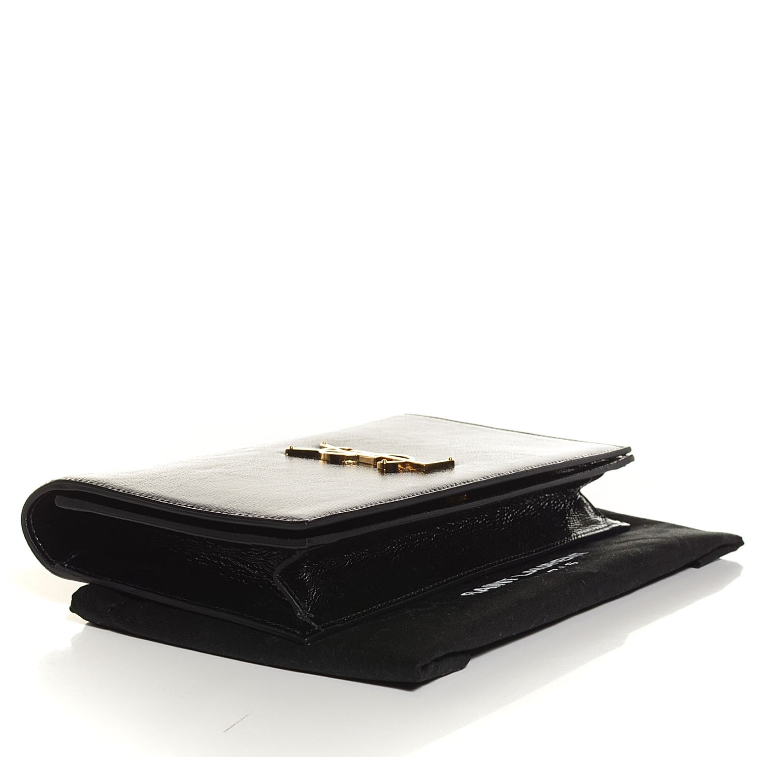 Saint Laurent Textured Patent Medium Classic Monogram Clutch Nero Black 4 of 7