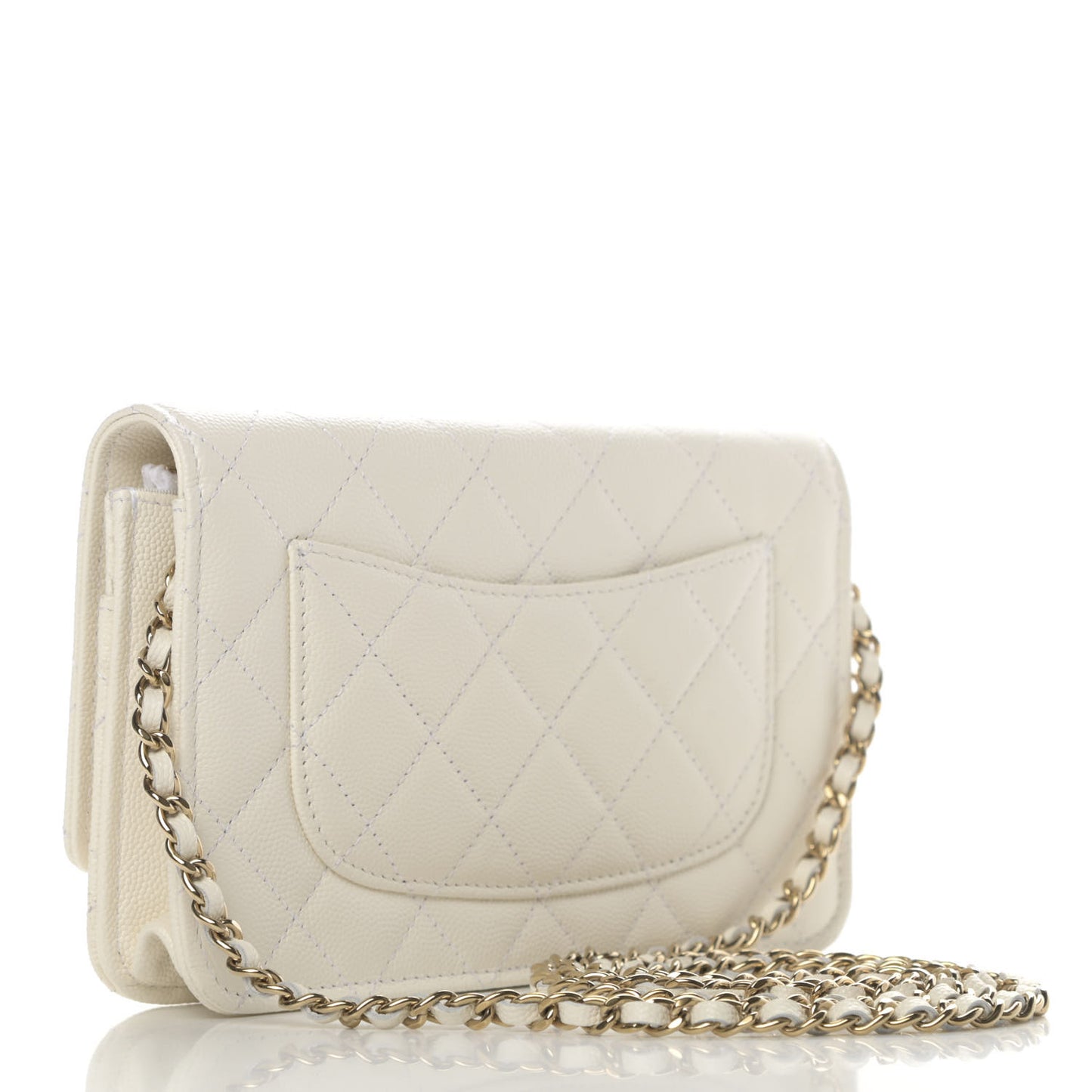 Caviar Quilted Wallet On Chain WOC White
