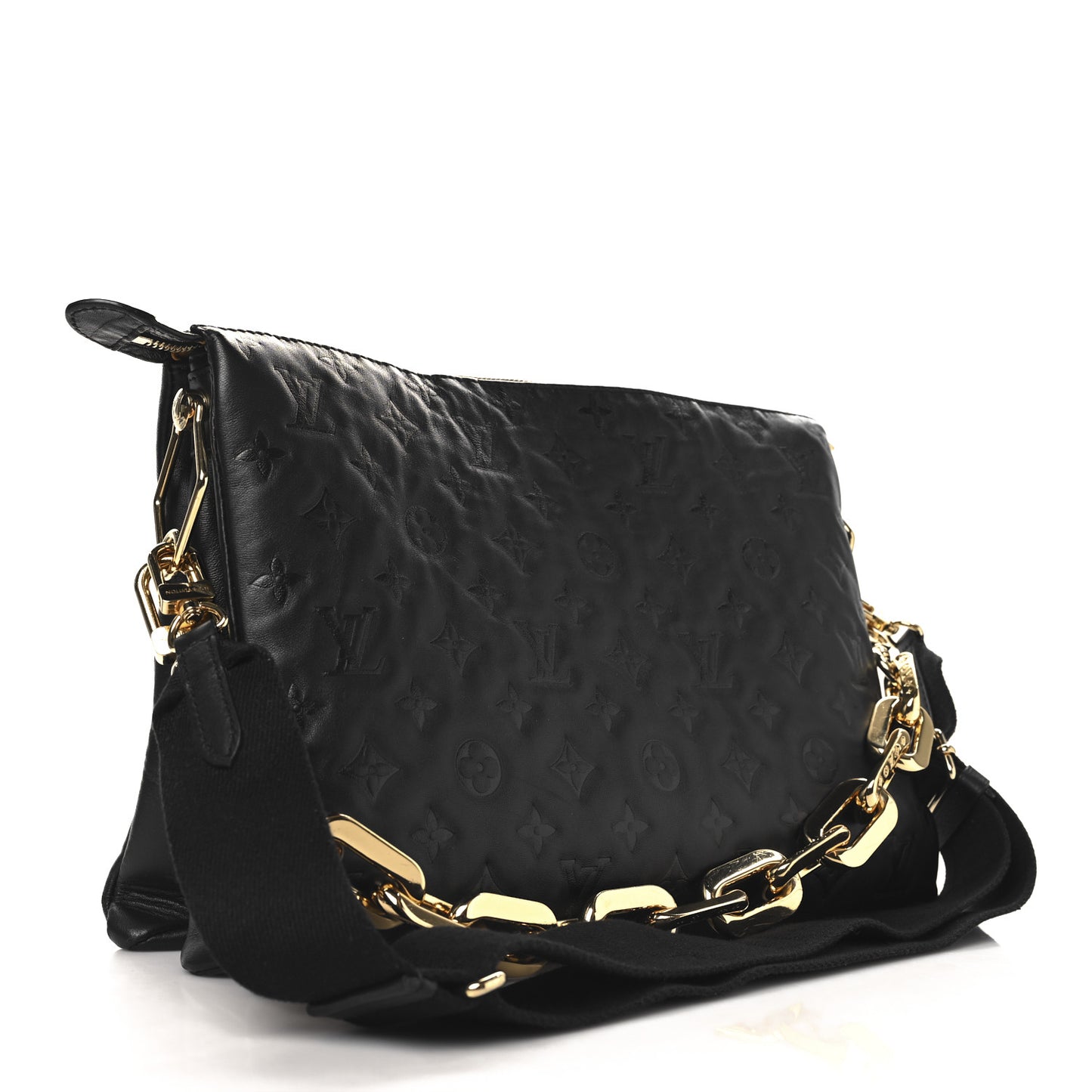 Lambskin Embossed Monogram Coussin MM  Black