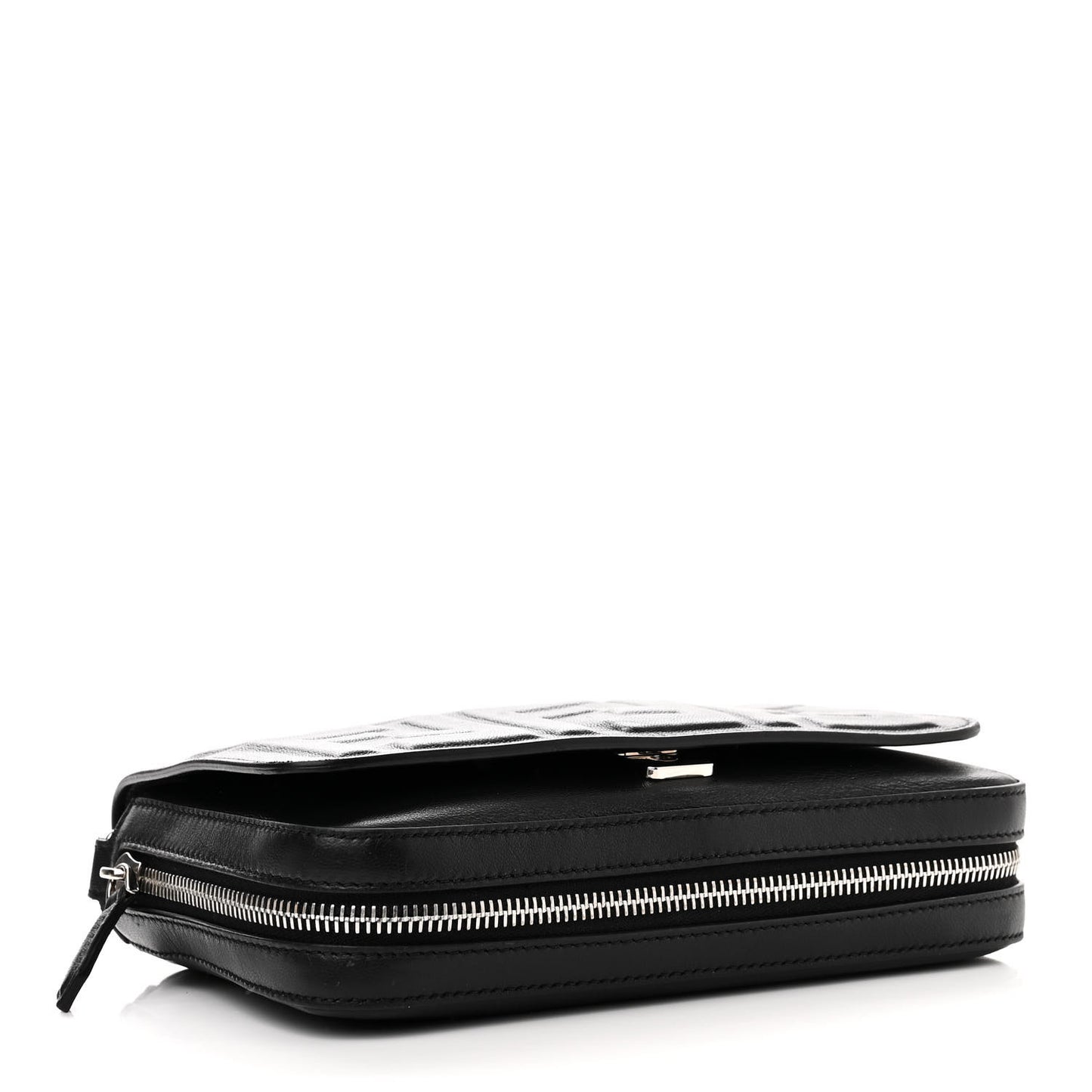 Nappa FF 1974 Embossed Mini Expandable Flap Bag Black