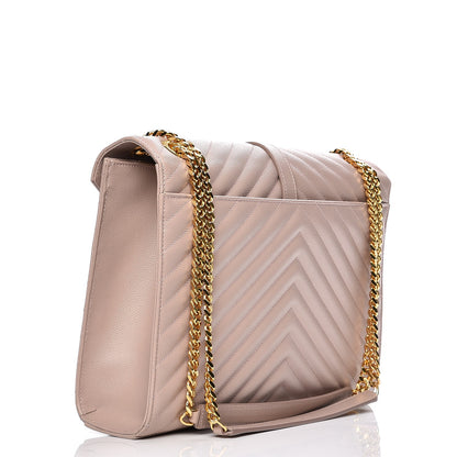 Saint Laurent Grain De Poudre Matelasse Chevron Large Monogram Satchel Rose Antic 3 of 8