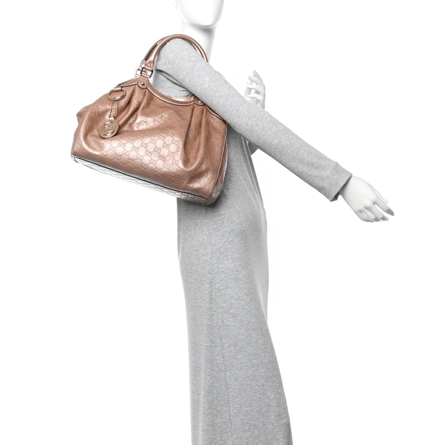 Metallic Guccissima Medium Sukey Tote Dusty Rose