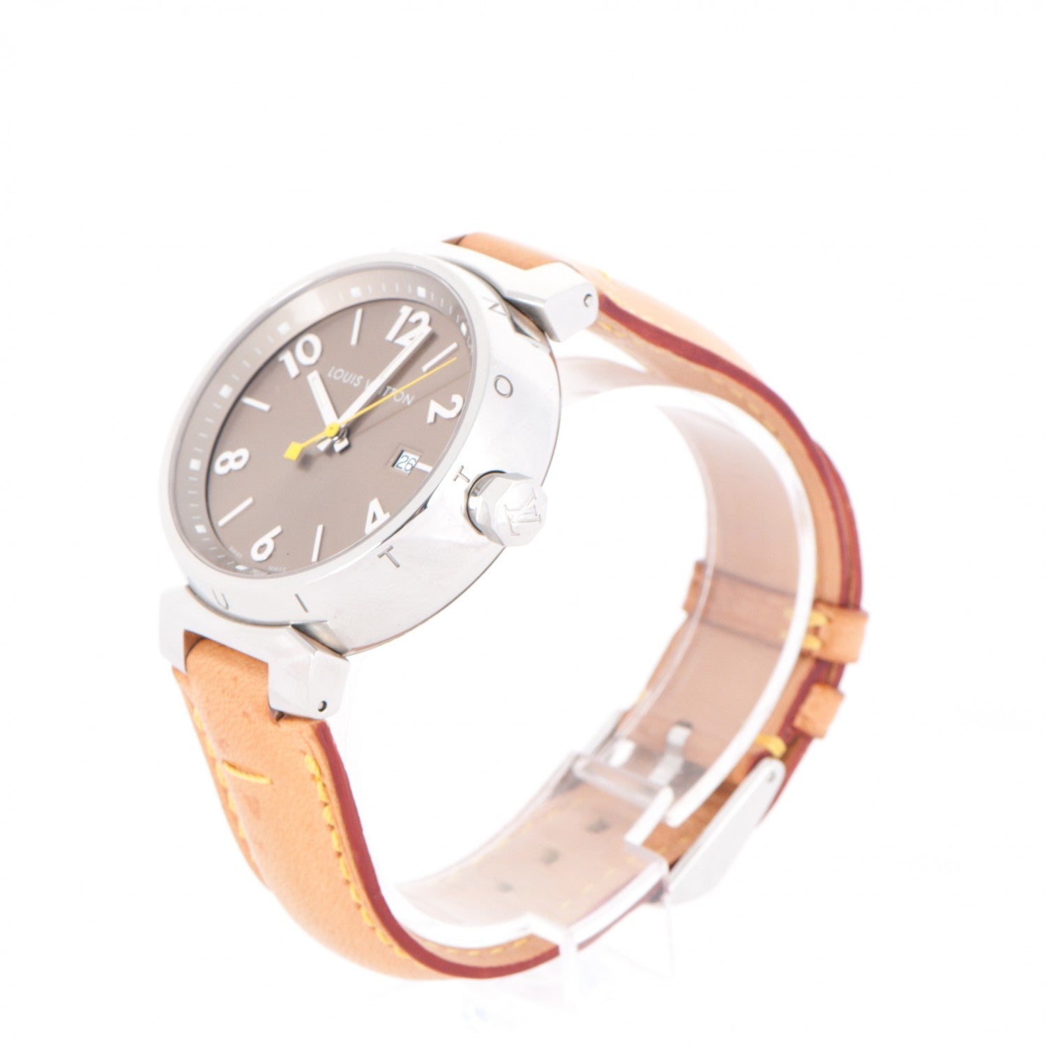 Louis Vuitton Stainless Steel Vachetta 39mm Tambour Quartz Watch Champagne 2 of 10
