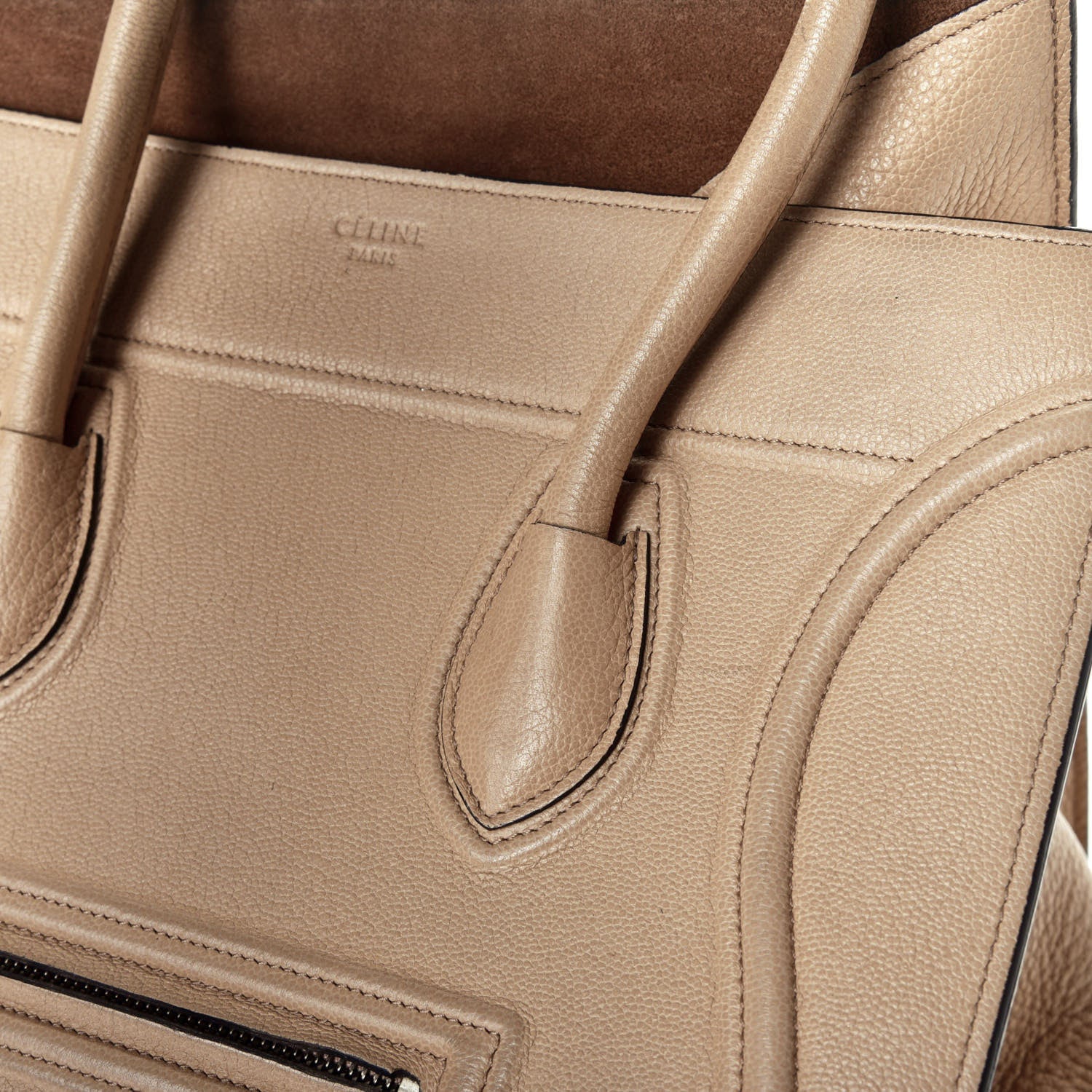 Celine Grained Calfskin Medium Phantom Luggage Dune 9 of 11