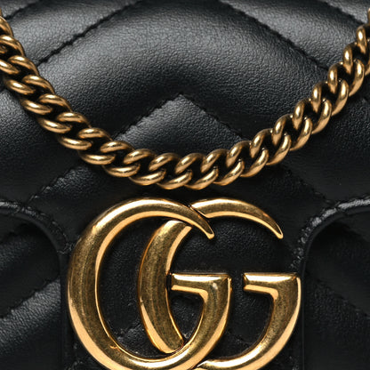 Gucci Calfskin Matelasse Super Mini GG Marmont Shoulder Bag Black 8 of 10