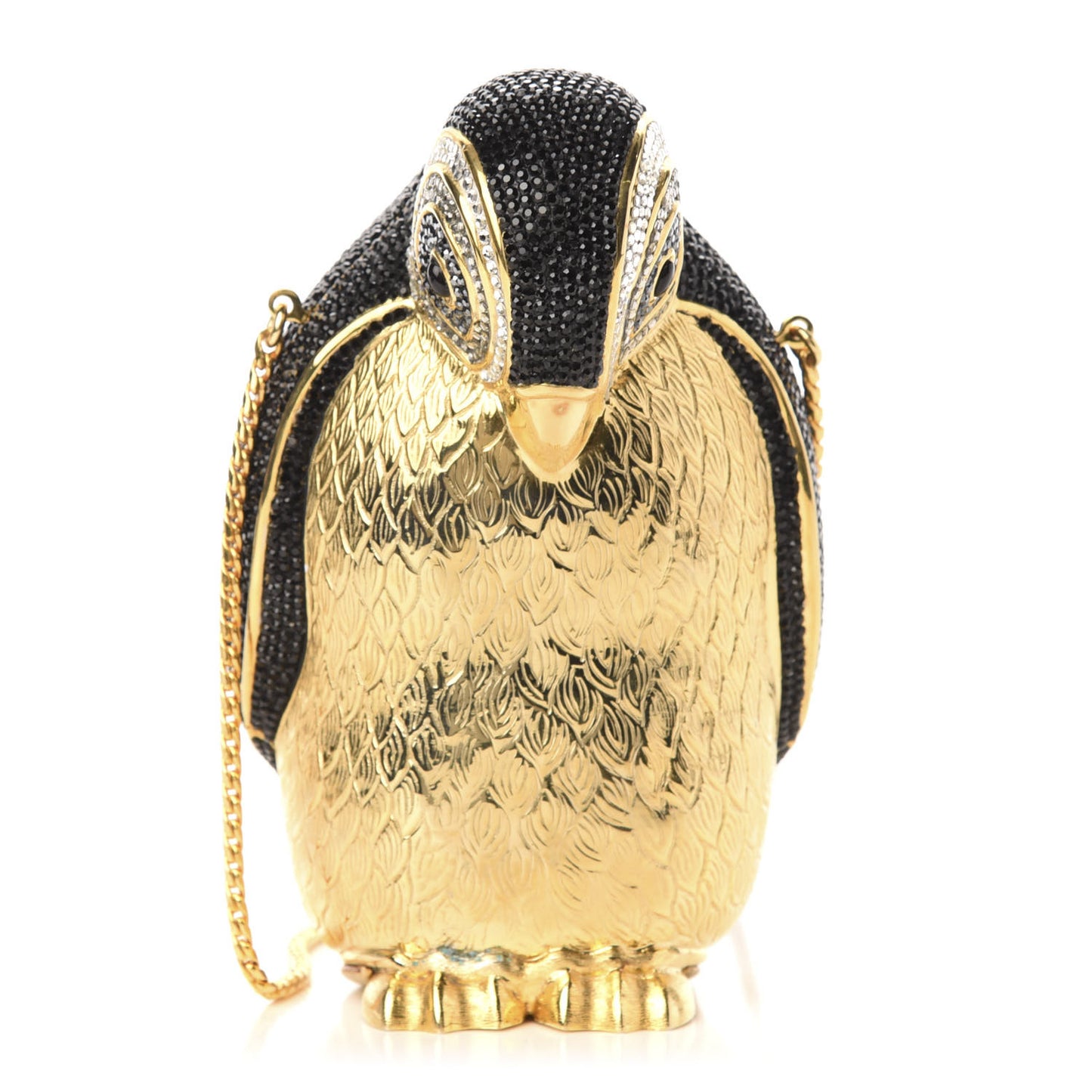 Crystal Penguin Minaudiere Clutch Black Gold