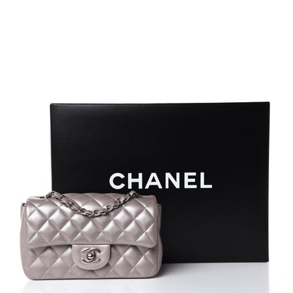 Chanel Metallic Lambskin Quilted Mini Rectangular Flap Light Silver 10 of 10
