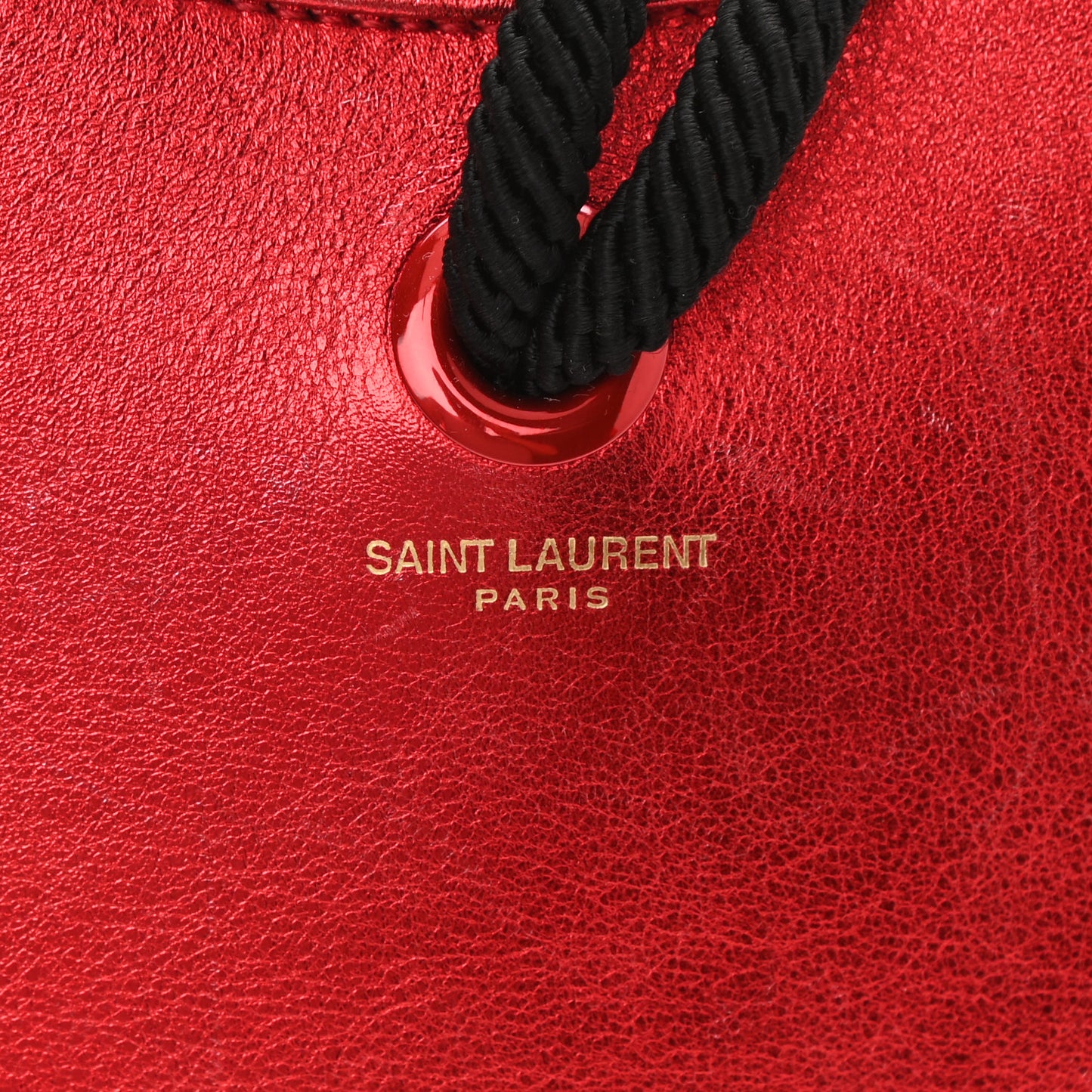 Metallic Calfskin Heart Clutch Rouge