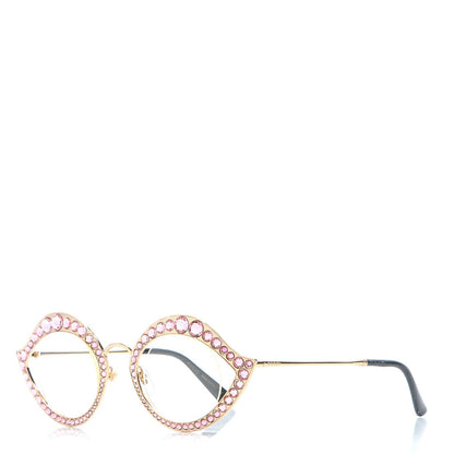 Gucci Metal Crystal Cat Eye Sunglasses GG0046S Pink 1 of 7