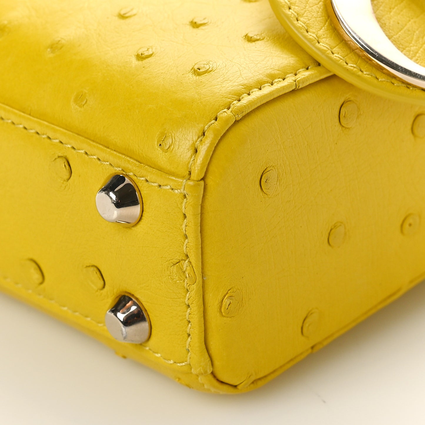 Ostrich Micro Lady Dior Yellow