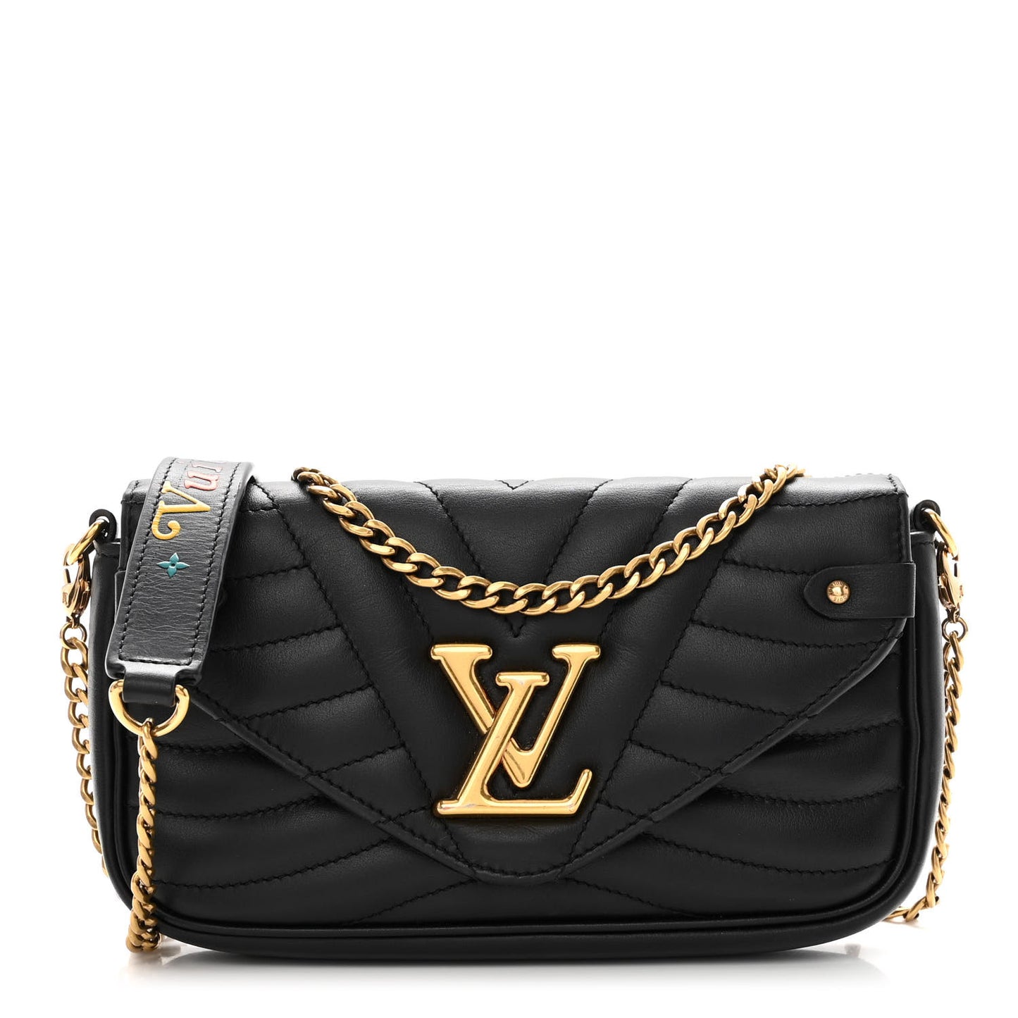 Calfskin New Wave Chain Pochette Black