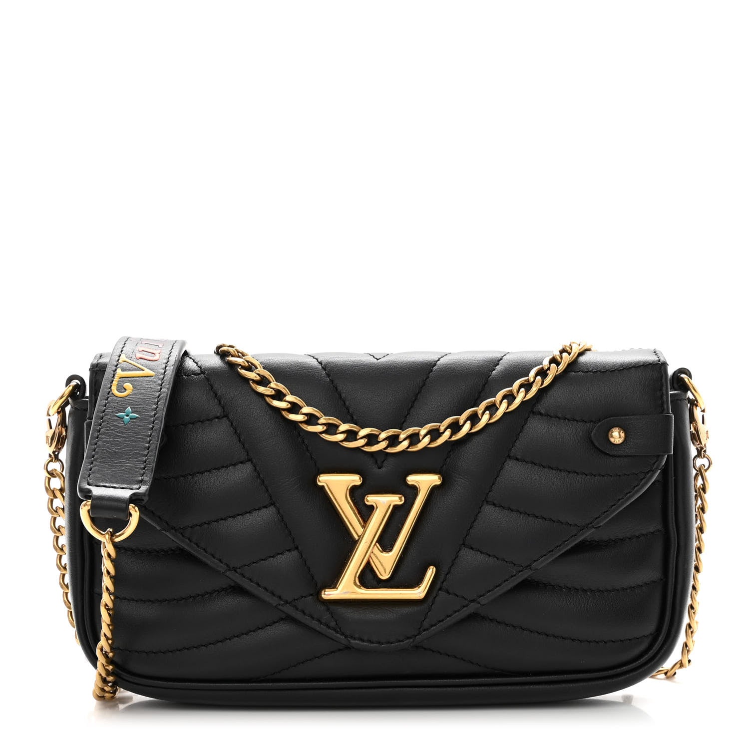 Louis Vuitton Calfskin New Wave Chain Pochette Black 1 of 9