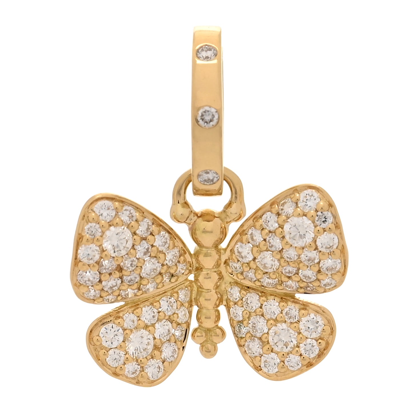 18K Yellow Gold Diamond Snow Butterfly Pendant