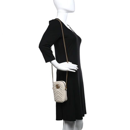 Gucci Calfskin Matelasse Mini GG Marmont Crossbody Bag White 2 of 10
