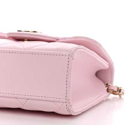 Chanel Lambskin Quilted Top Handle Clutch With Chain Light Pink 10 of 11
