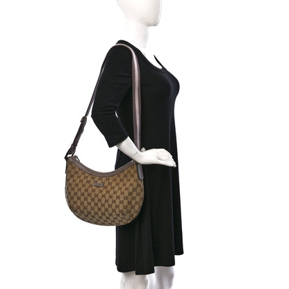 Gucci GG Plus Monogram Web Medium Half Moon Hobo Dark Brown 2 of 9