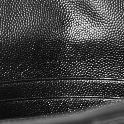 Saint Laurent Grain De Poudre Matelasse Chevron Monogram Envelope Chain Wallet Black 7 of 7