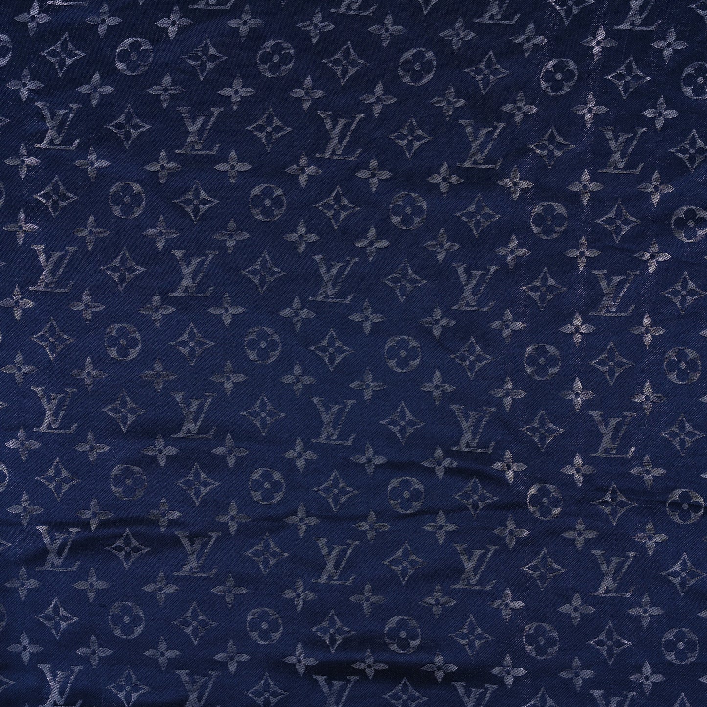 Wool Silk Monogram Denim Shawl Bleu Nuit