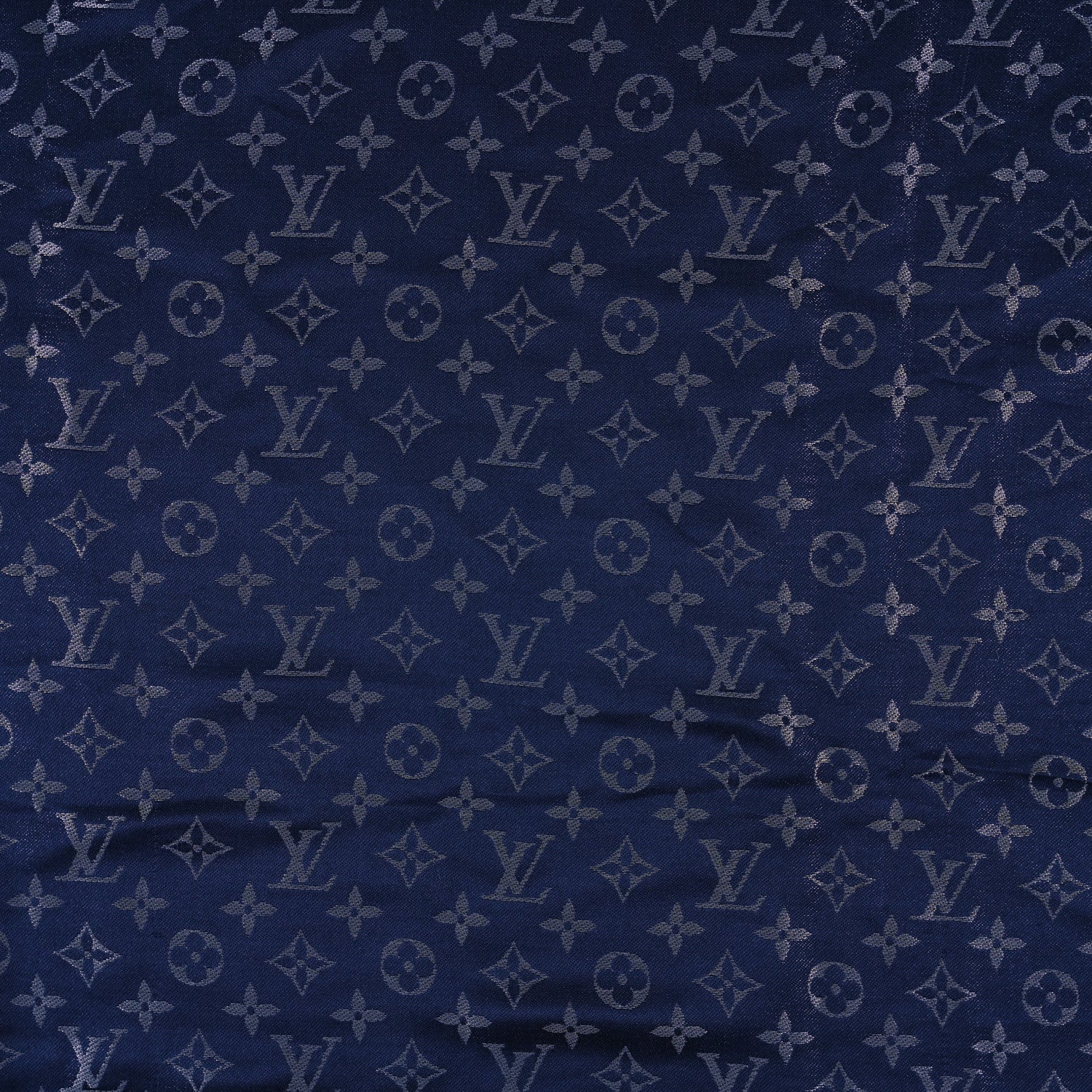 Louis Vuitton Wool Silk Monogram Denim Shawl Bleu Nuit 2 of 4