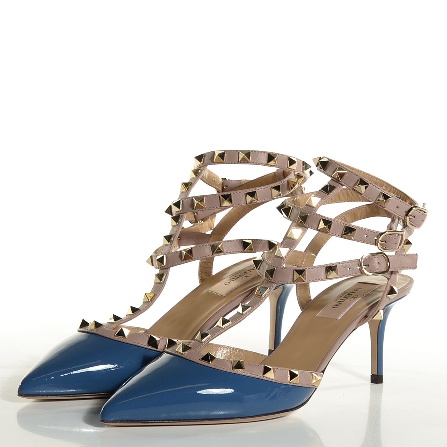 Valentino Garavani Patent Rockstud Ankle Strap 65mm Pumps 39 Indaco Poudre 3 of 6