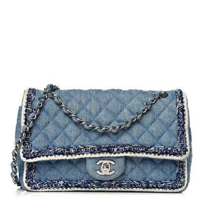 Chanel Denim Braided Medium Flap Bag Light Blue 1 of 5