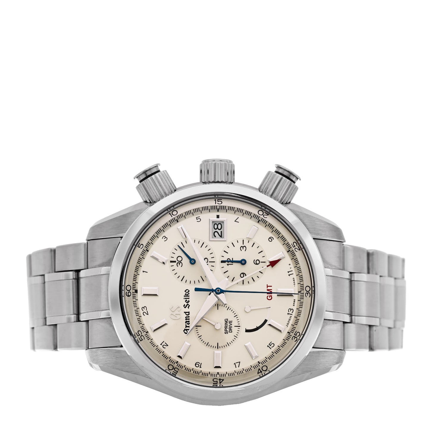 Stainless Steel 43.5mm Spring Drive Chronograph GMT Automatic Watch SBGC201