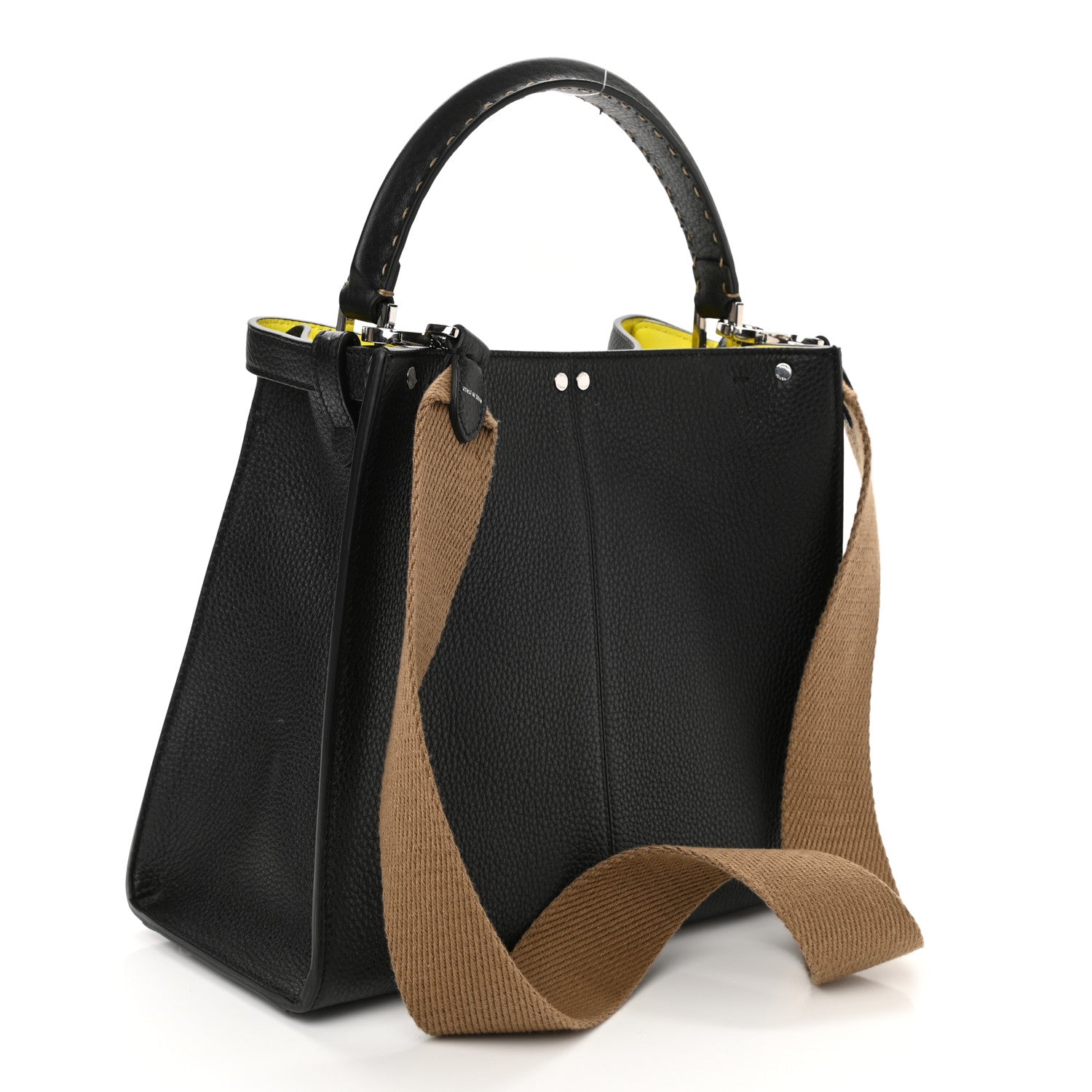 Fendi Cuoio Romano Fluo Selleria Medium Peekaboo X-Lite Black Giallo Fluo 3 of 12