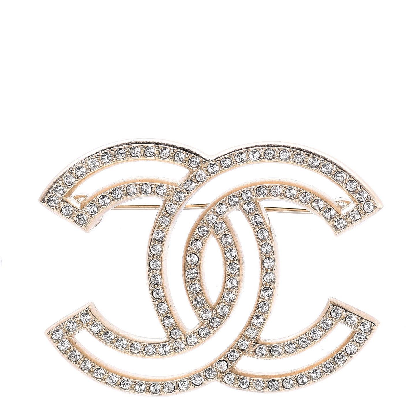 Crystal CC Brooch Light Gold