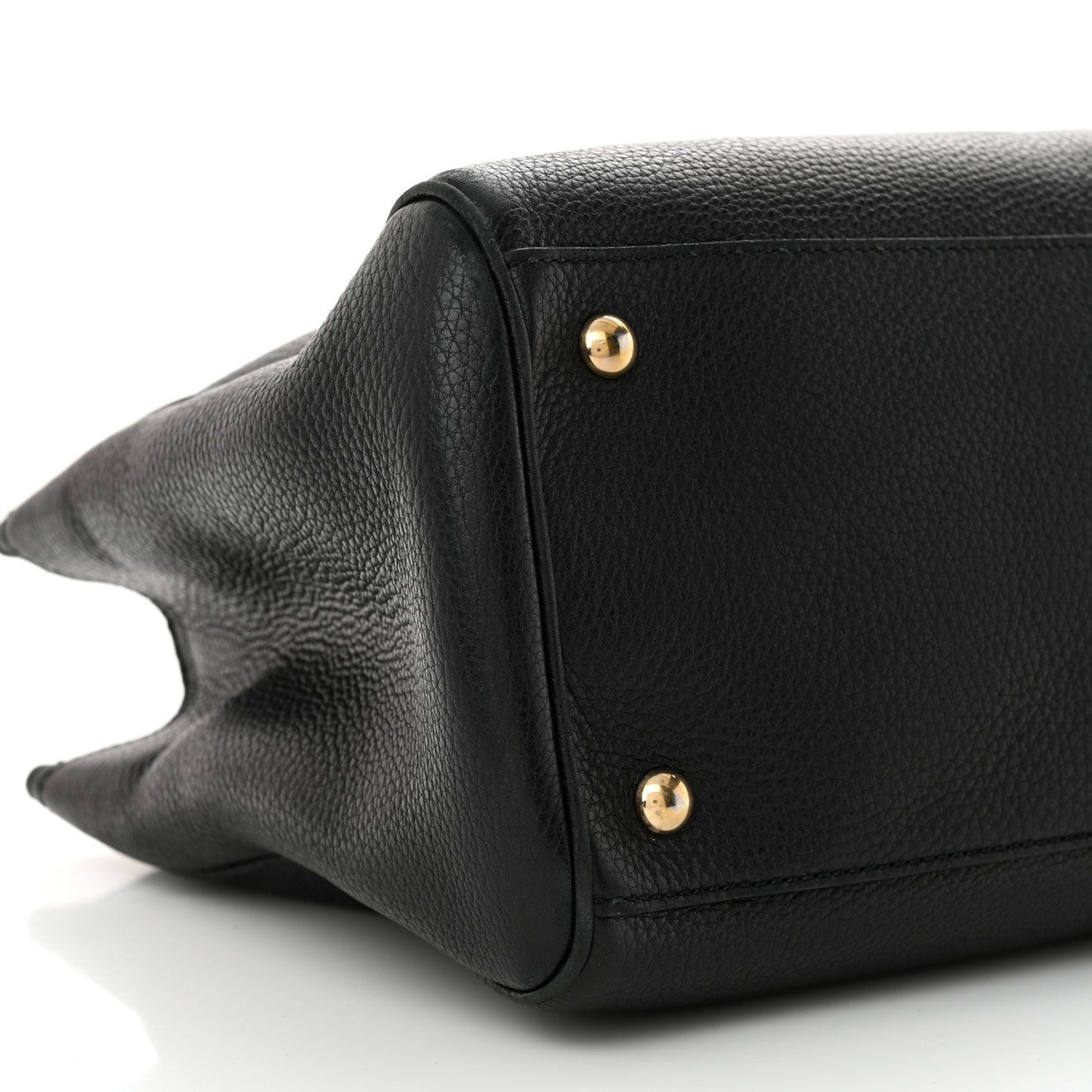 Pebbled Calfskin Medium Bamboo Shopper Tote Black