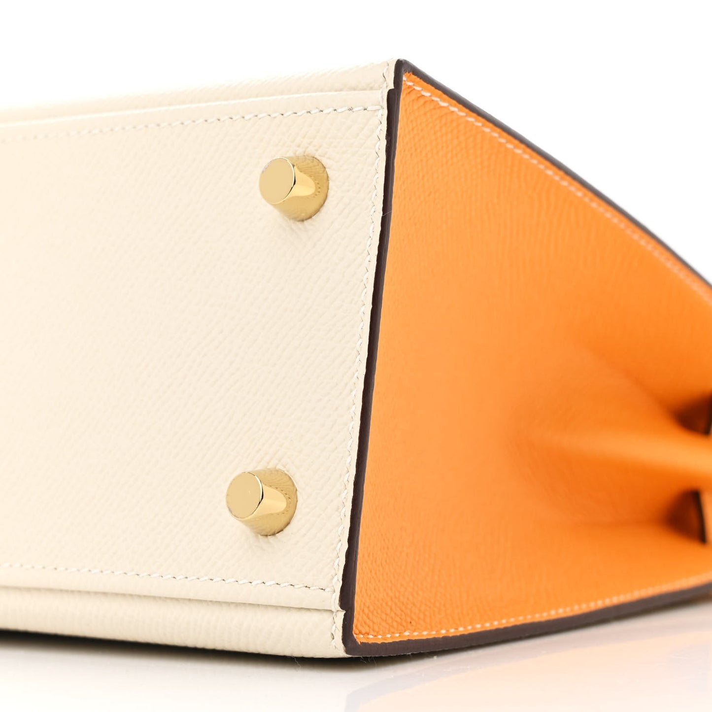 Epsom Bi-Color Horseshoe Kelly Sellier 25 Craie Jaune D'or