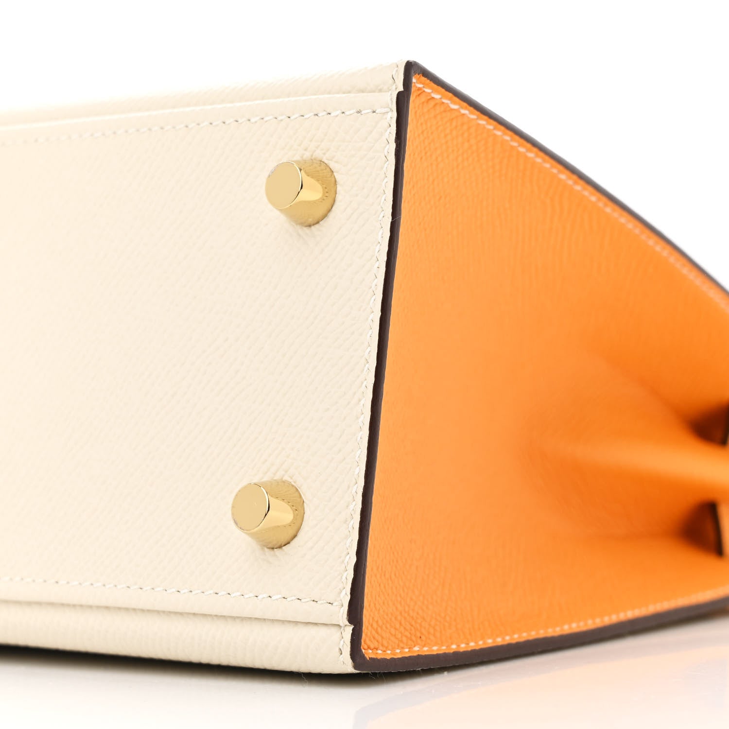 Hermes Epsom Bi-Color Horseshoe Kelly Sellier 25 Craie Jaune D'or 10 of 11