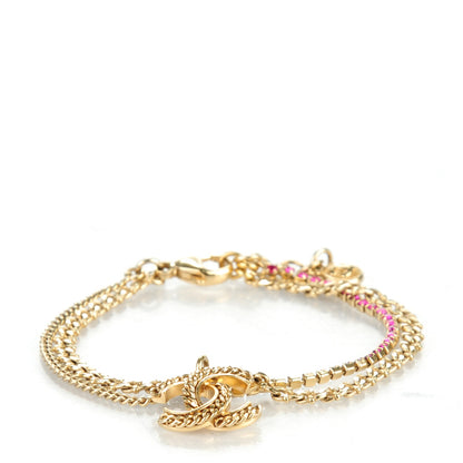 Chanel Crystal CC Chain Bracelet Gold 1 of 5