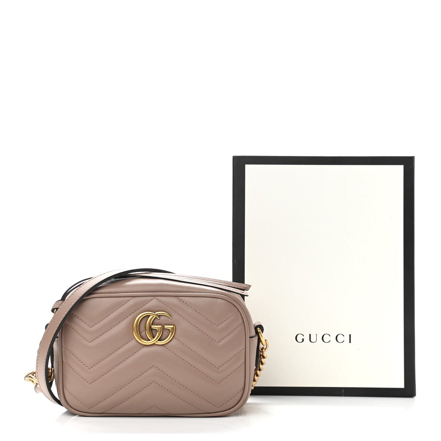 Calfskin Matelasse Mini GG Marmont Chain Shoulder Bag Porcelain Rose