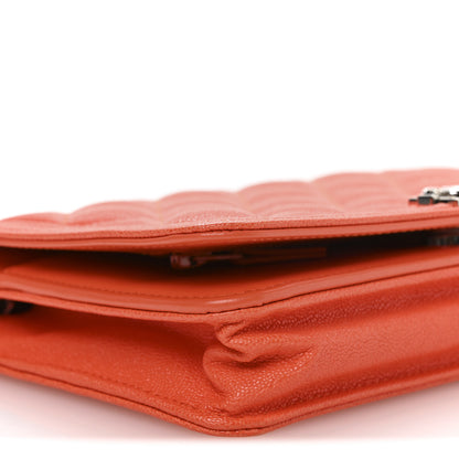 Chanel Caviar Quilted Boy Wallet On Chain WOC Orange 10 of 12