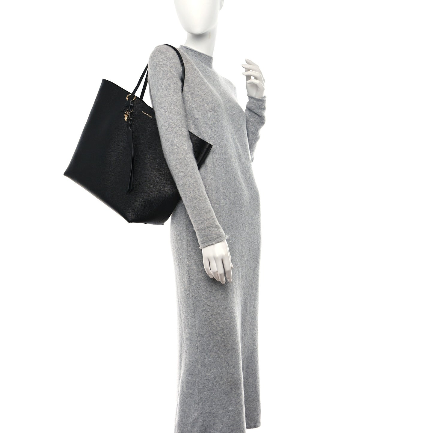 Grained Calfskin Skull Open Shopper Tote Black