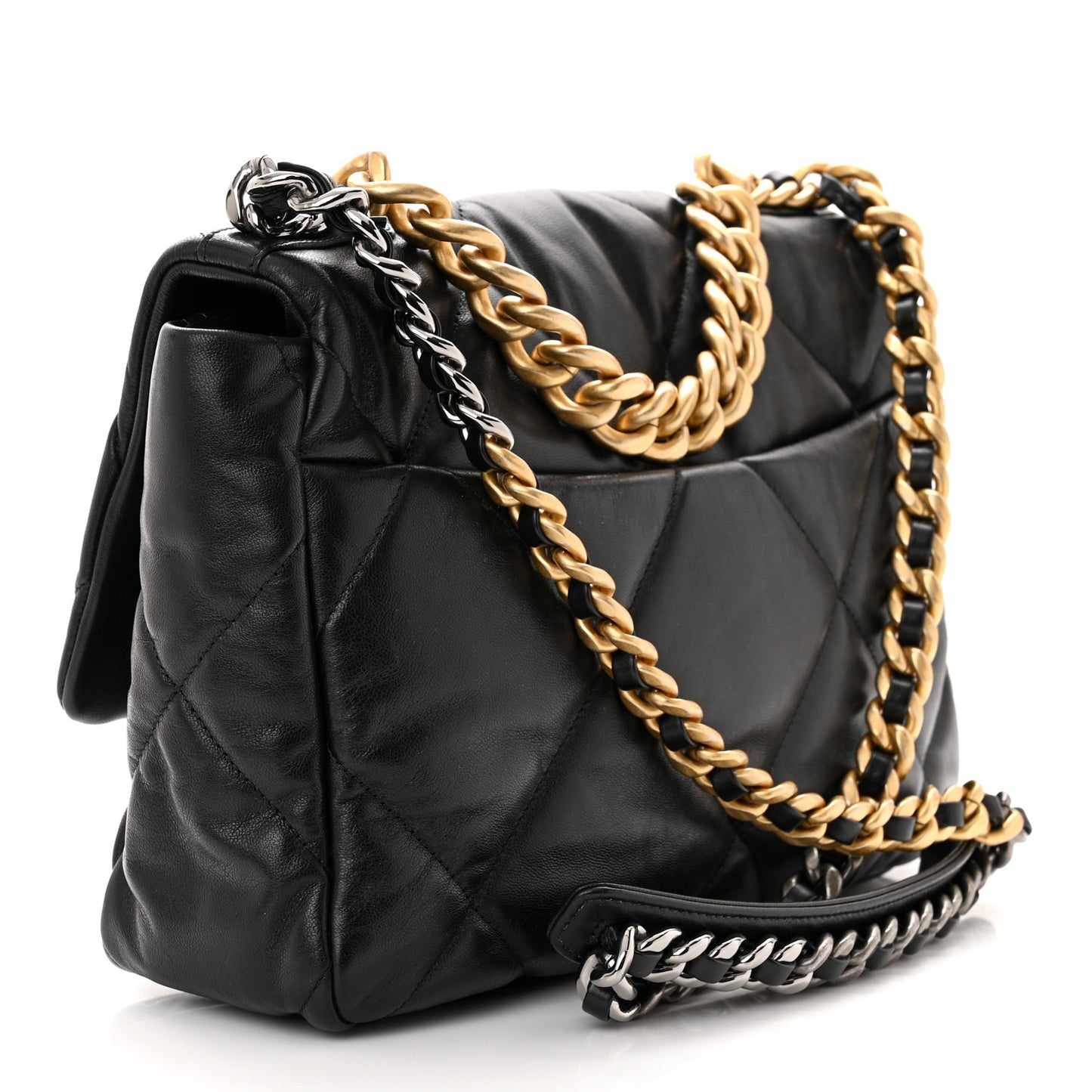 Lambskin Quilted Large Chanel 19 Flap Black