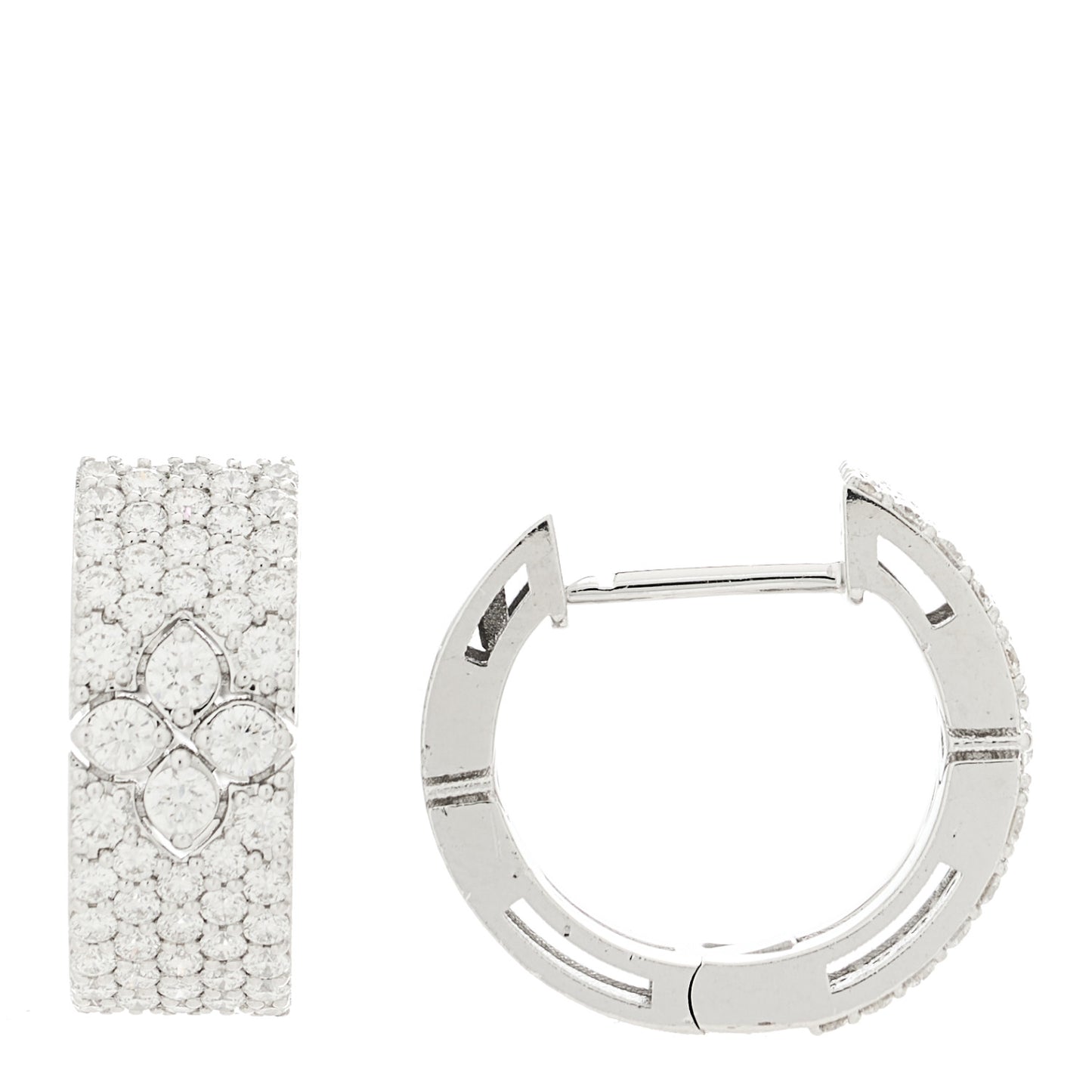 18K White Gold Love in Verona Huggie Hoop Earrings