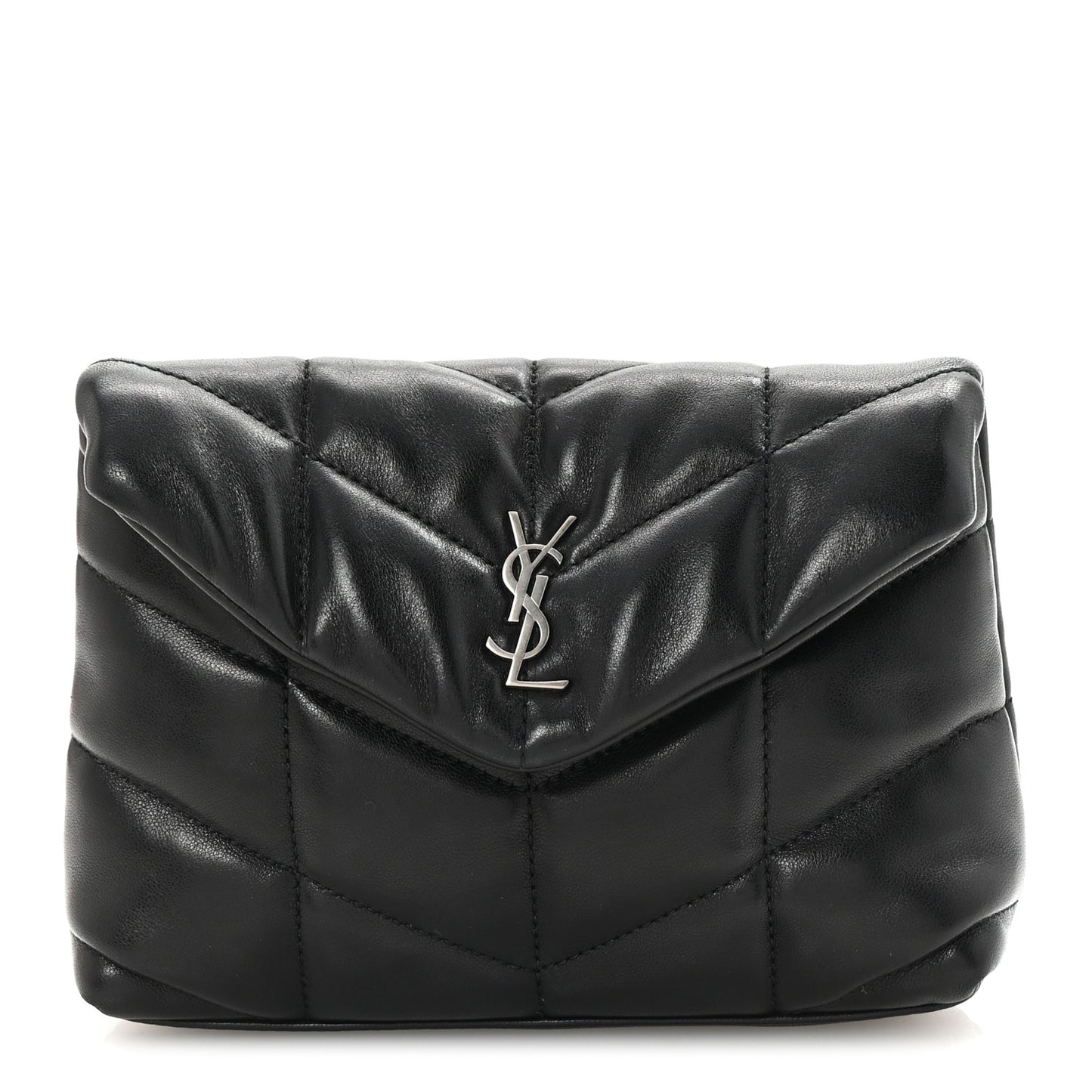 Lambskin Monogram Loulou Puffer Pouch Clutch Black