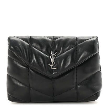 Saint Laurent Lambskin Monogram Loulou Puffer Pouch Clutch Black 1 of 6