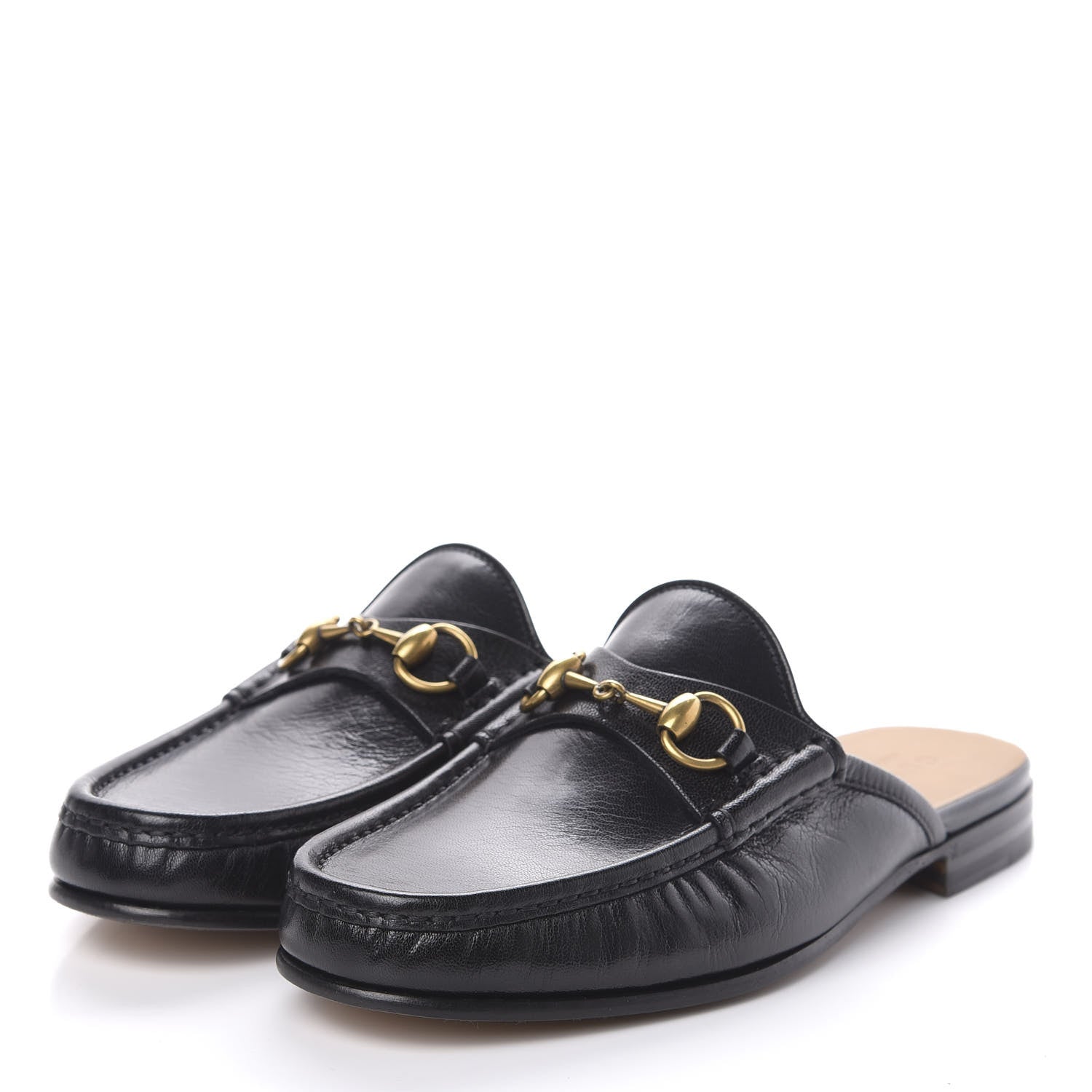 Gucci Goatskin Mens Horsebit Slippers 7 Black 3 of 9