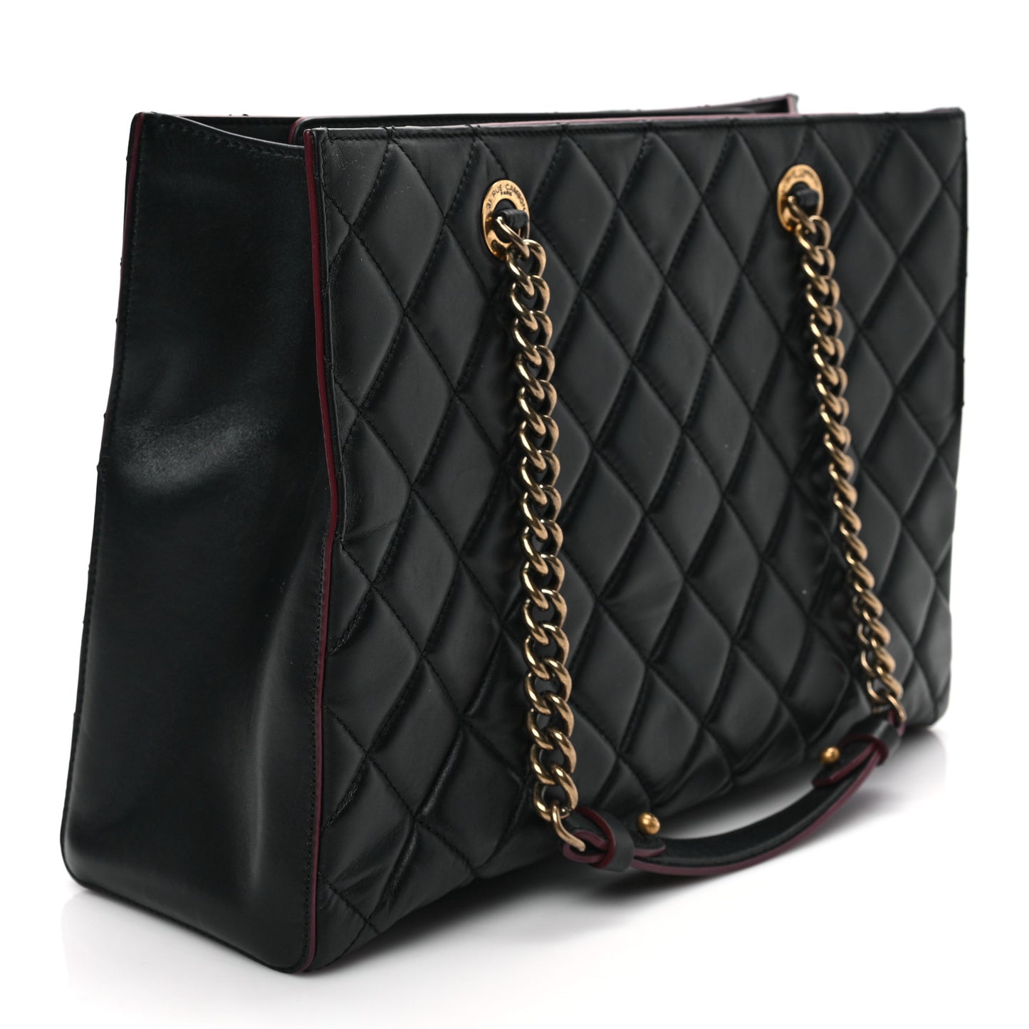 Calfskin Quilted Perfect Edge Tote Black