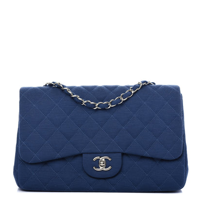 Chanel Jersey Quilted Jumbo Single Flap Navy 1 of 10