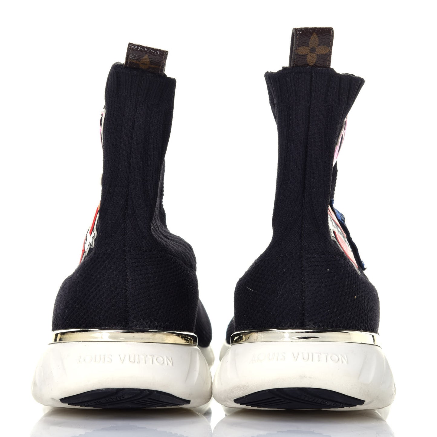 Stretch Fabric LV Black Heart Sock Sneaker 37.5 Black