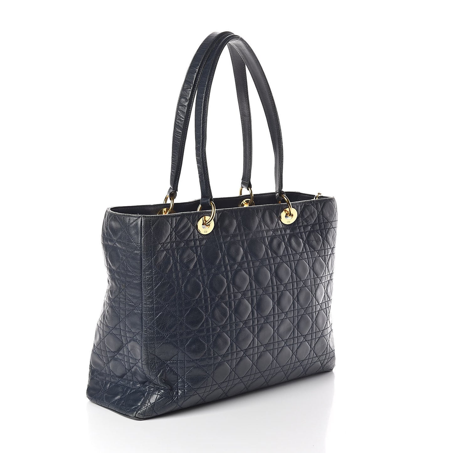 Lambskin Cannage Large Soft Lady Dior Shopping Tote Navy Blue