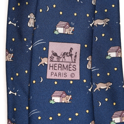 Hermes Printed Silk Mens Neck Tie 5 of 5