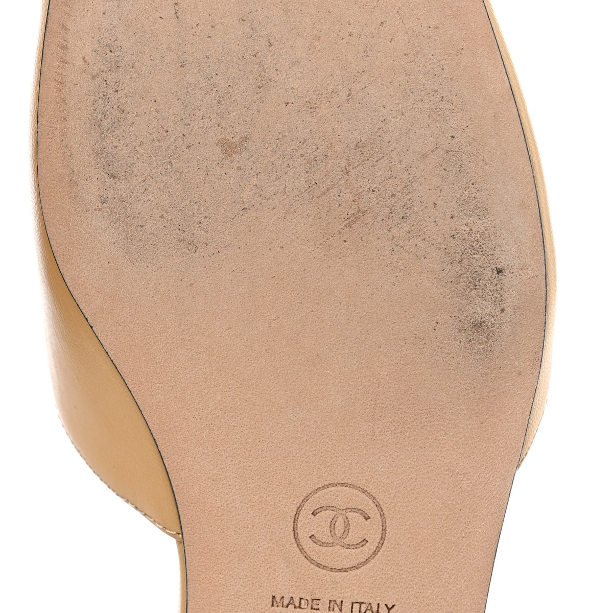 Chanel Goatskin Grosgrain Cap Toe CC Slingback Sandals 38.5 Beige Black 10 of 10