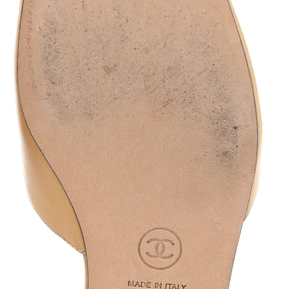 Chanel Goatskin Grosgrain Cap Toe CC Slingback Sandals 38.5 Beige Black 10 of 10