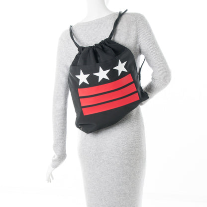 Givenchy Nylon Stars and Stripes Drawstring Backpack Black 2 of 7
